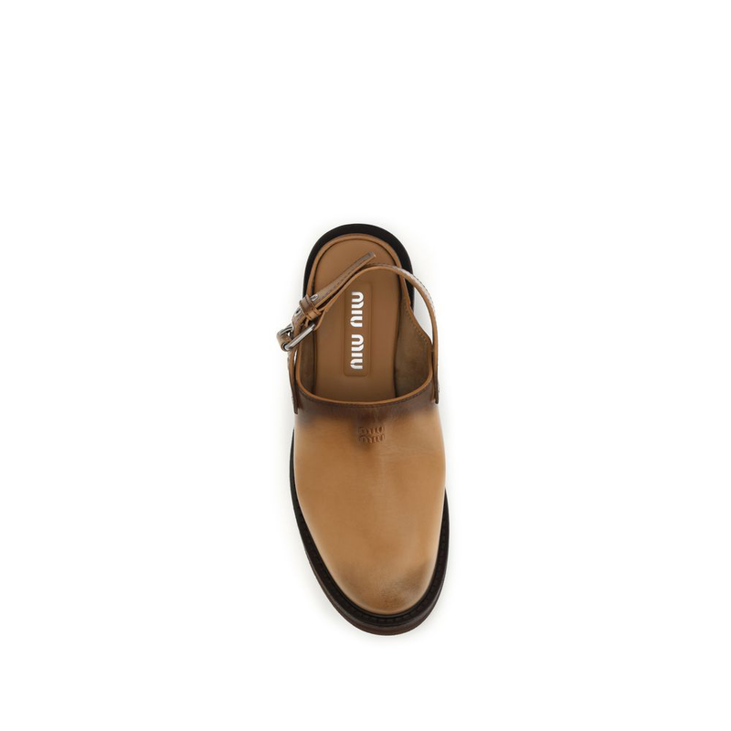 Brown calf leather bos taurus mules-null