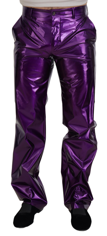 Purple shining men casual pants-null