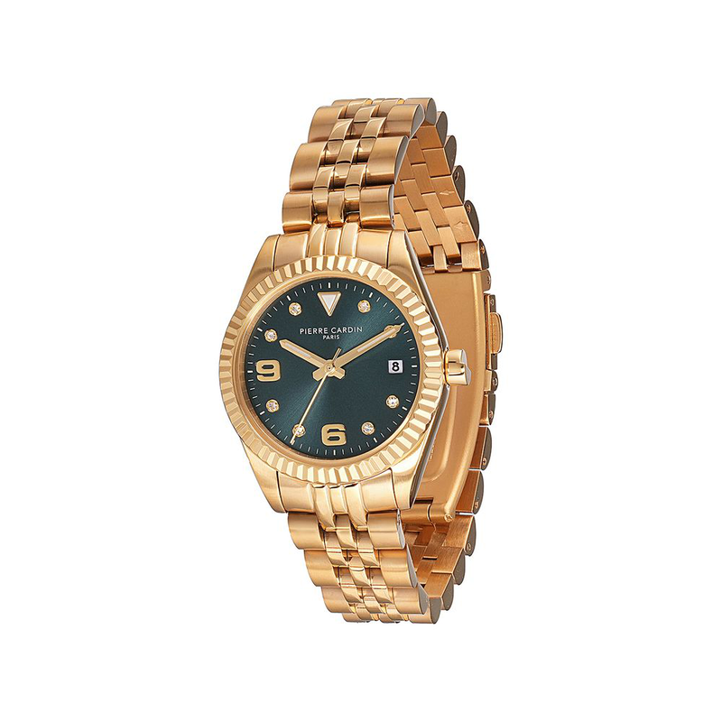 Gold stainless steel dress watch-null