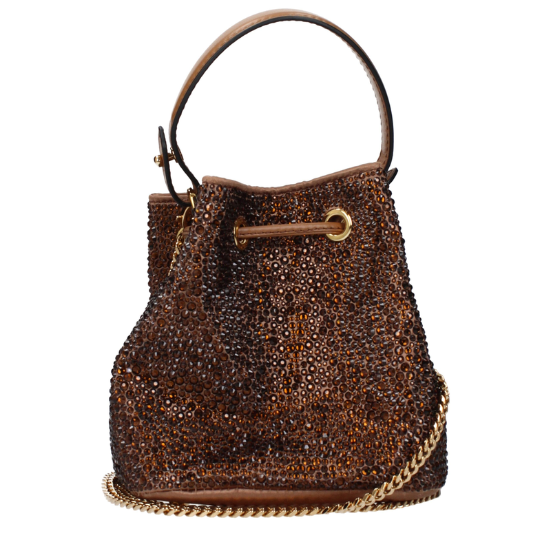 Brown satin handbag-null