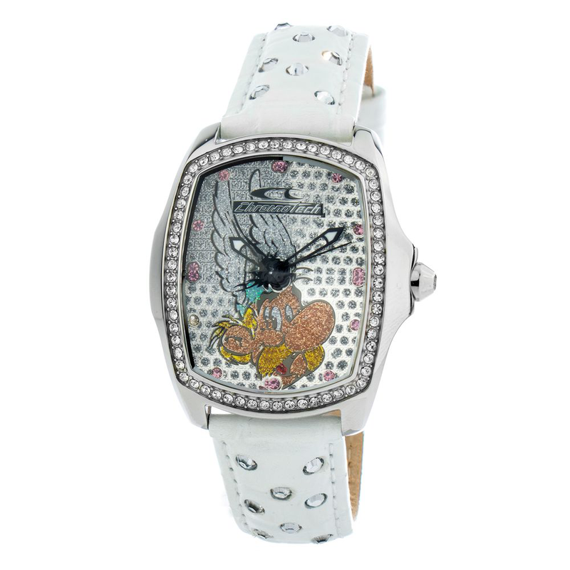 White leather dress watch-null