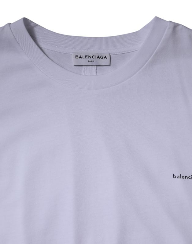 White logo cotton crew neck short sleeves t-shirt-null