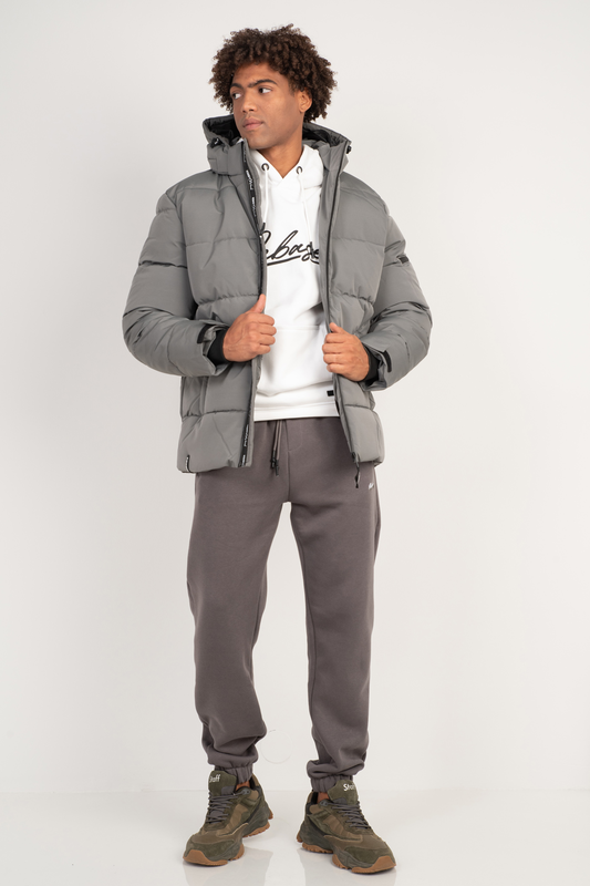 Basic quilted bomber hoodie jacket image number null