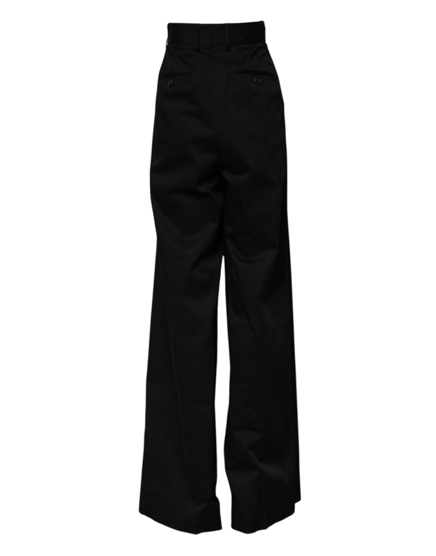 Black cotton highwaist wide leg pants-null