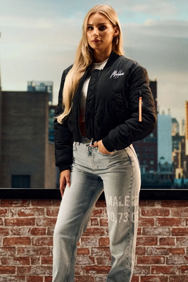Cropped bomber jacket, Black, medium