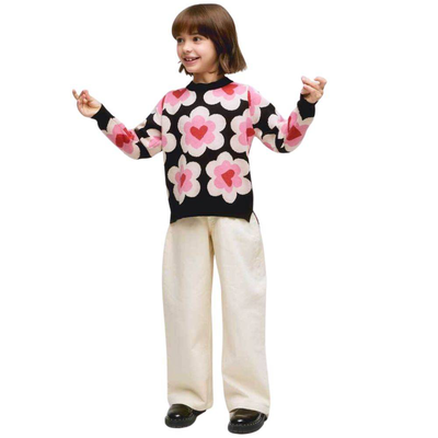 Compania fantastica sweetheart knitted jumper, Black / Pink, medium