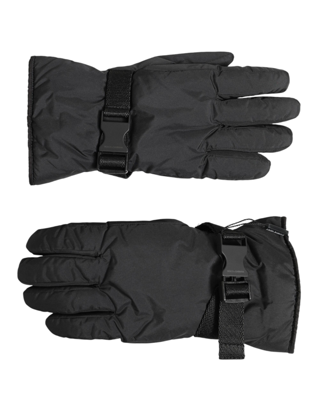 Black windproof ski winter warm non slip gloves-null