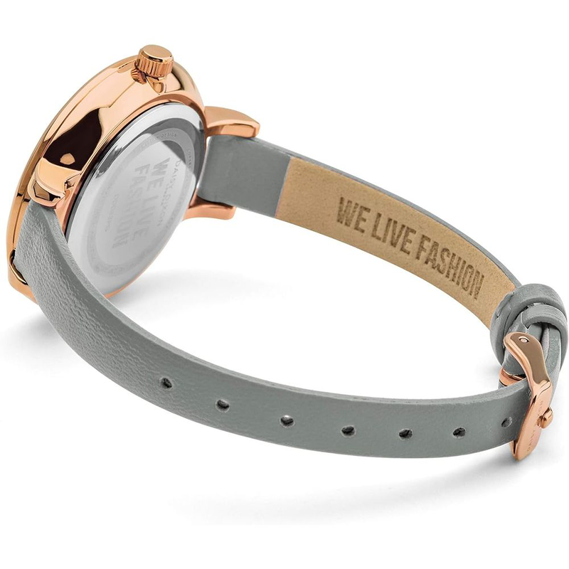 Gray leather dress watch-null