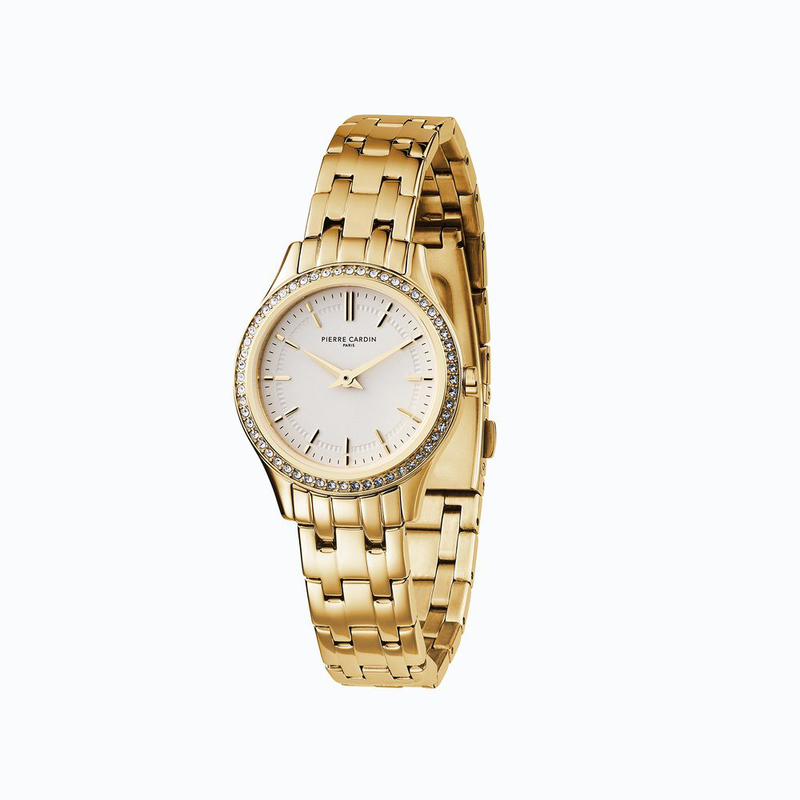 Gold stainless steel dress watch-null