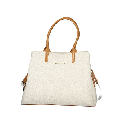 Beige polyurethane womens bag, Beige, medium