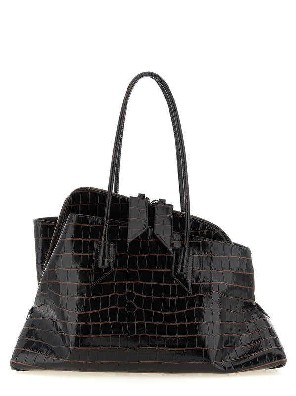 Brown bovine leather shoulder bag-null
