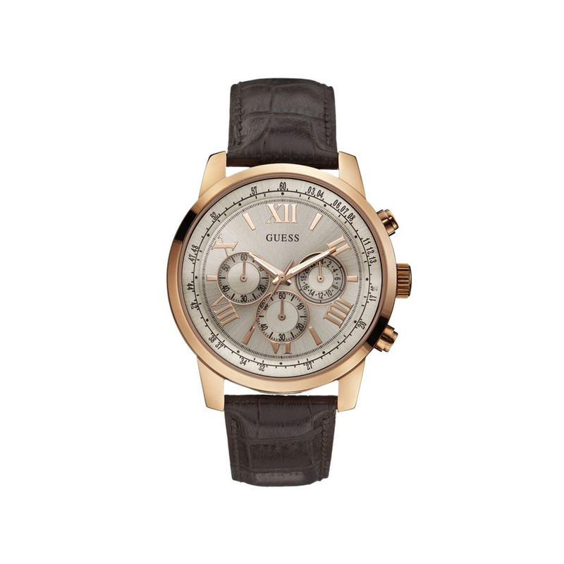 Brown leather lining sport watch-null