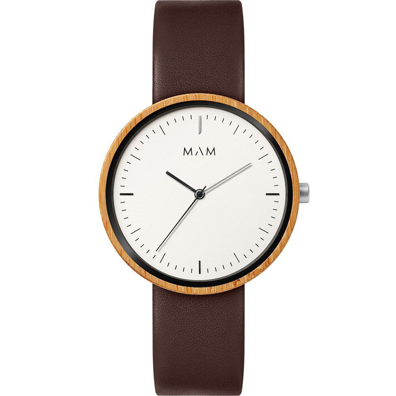 Brown leather dress watch-null