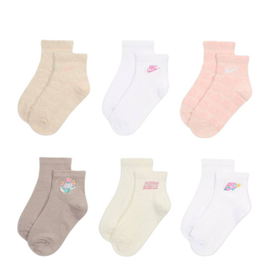 Girls flowral 6pk ankle socks, Orewood, medium