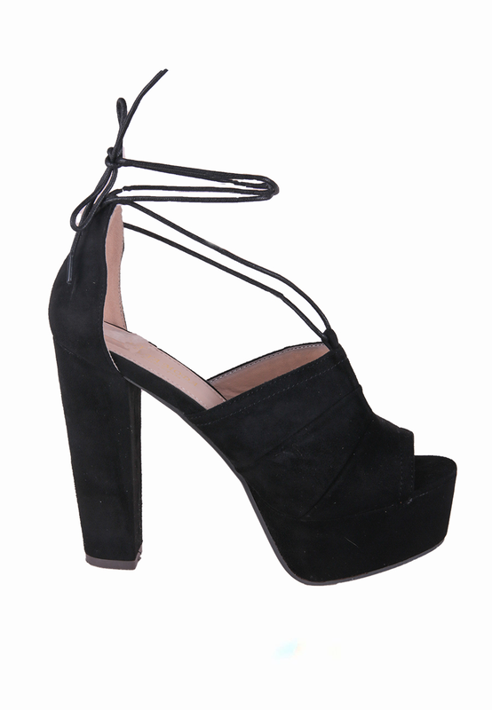 Black peep toe platforms image number null