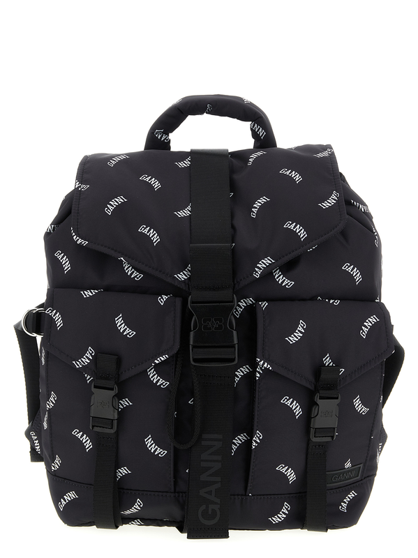 Black polyester backpack-null