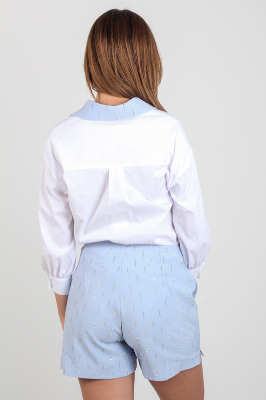 Shirt with satin colls and strass image number null