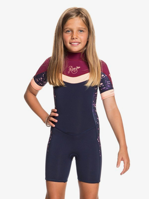 Roxy 2/2mm syncro - back zip short sleeve springsuit for gir, Dark Navy, medium