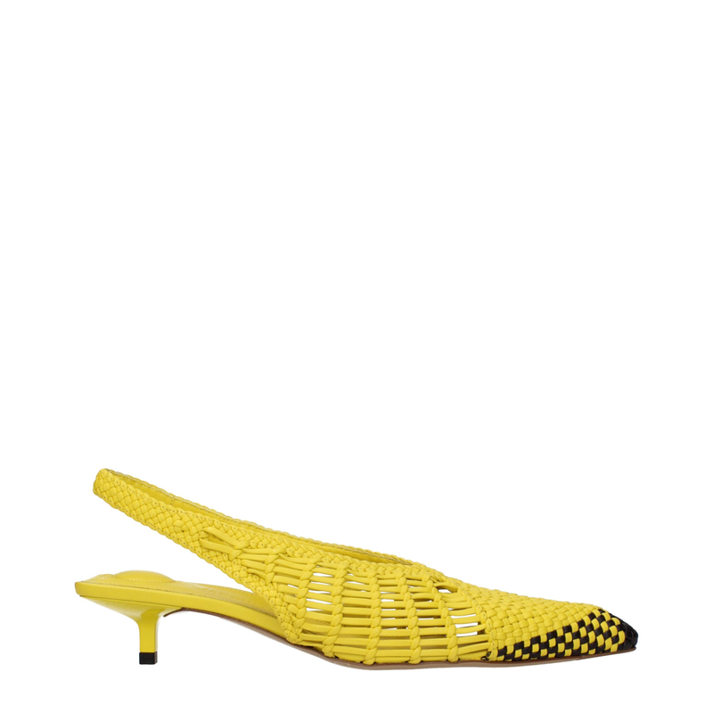 Yellow leather flat sandals-null