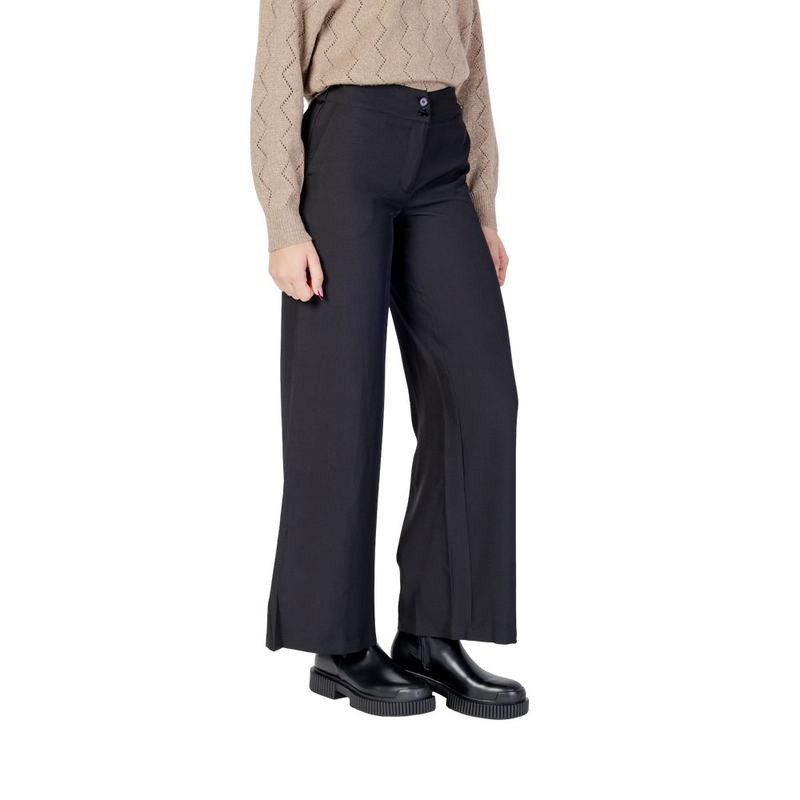 Black polyester flared pants-null