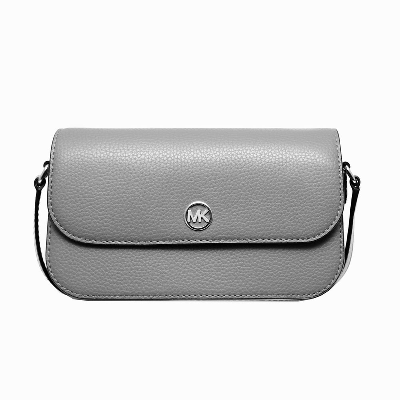 Gray leather crossbody bag-null