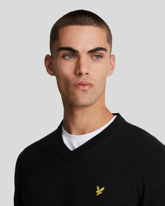 Cotton merino v neck jumper z865 jet black-null