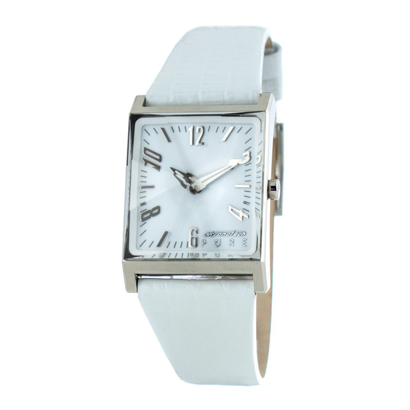 White leather dress watch-null
