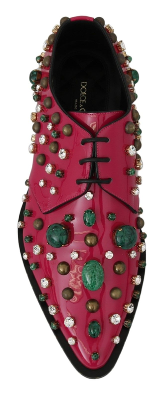 Pink leather crystals dress broque shoes-null