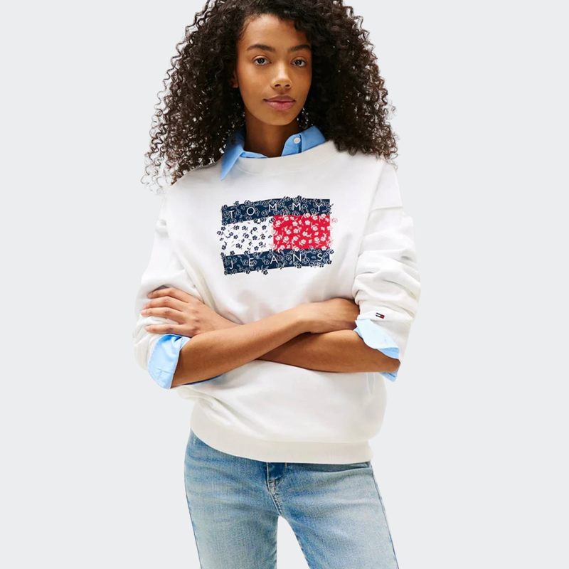 Product image: Womens relaxed floral flag crew-null