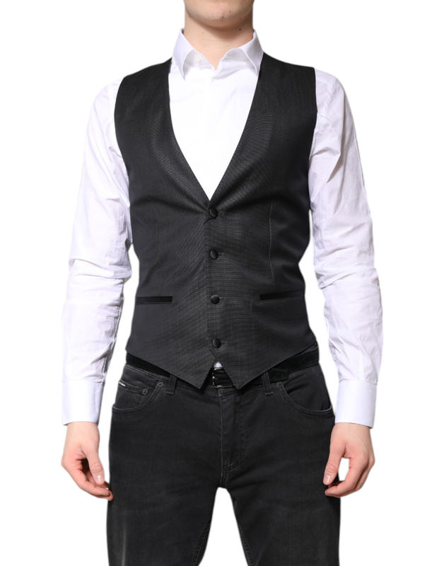 Black wool waistcoat dress formal vest-null
