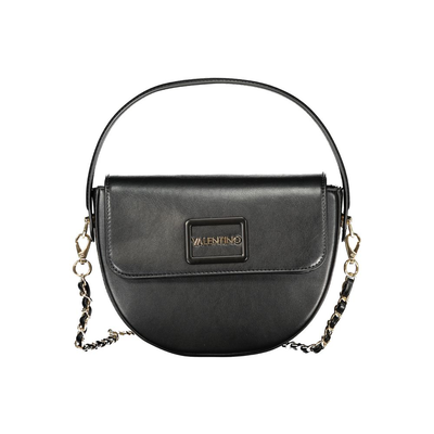 Black polyurethane women's handbag, Black, medium