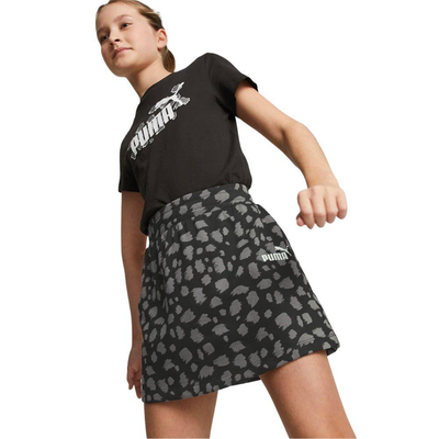 Ess+ animal printed knotted girls skirt, Black, medium