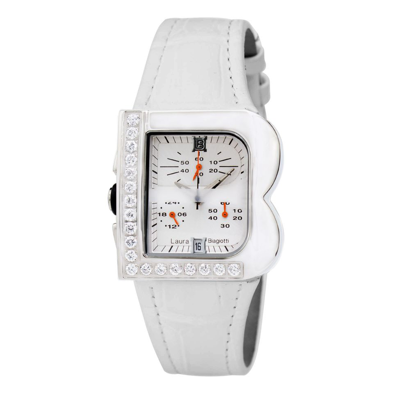White leather dress watch-null
