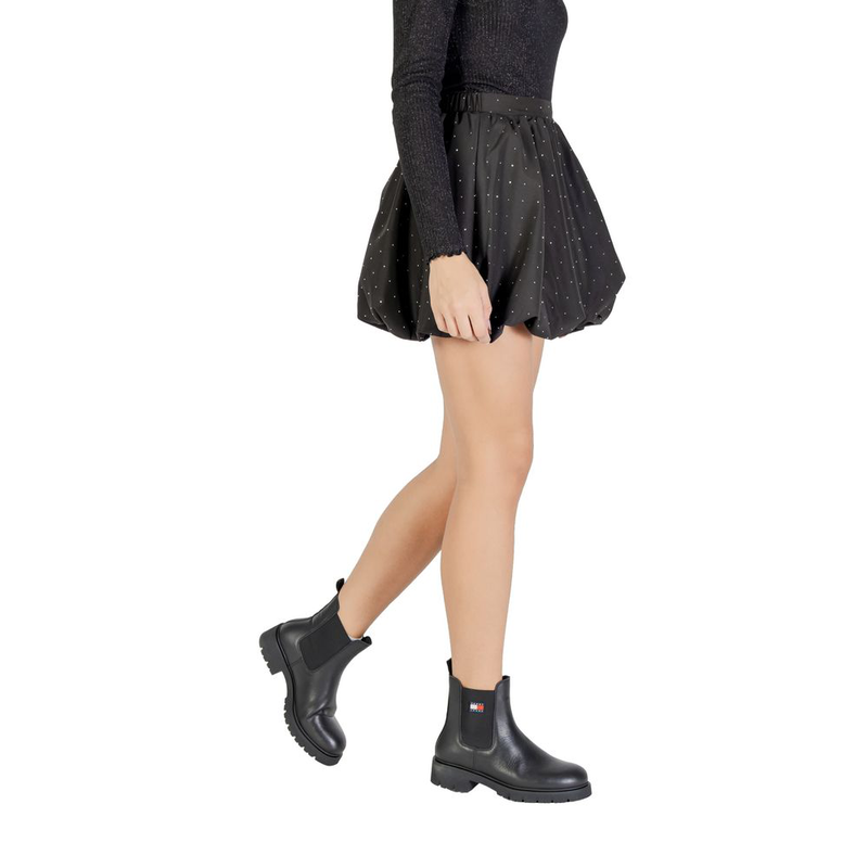 Black polyester mini skirt-null