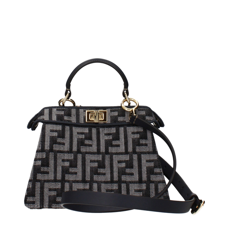 Black fabric handbag-null
