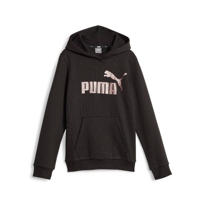 Puma junior essentials logo hoodie fleece, Black, medium