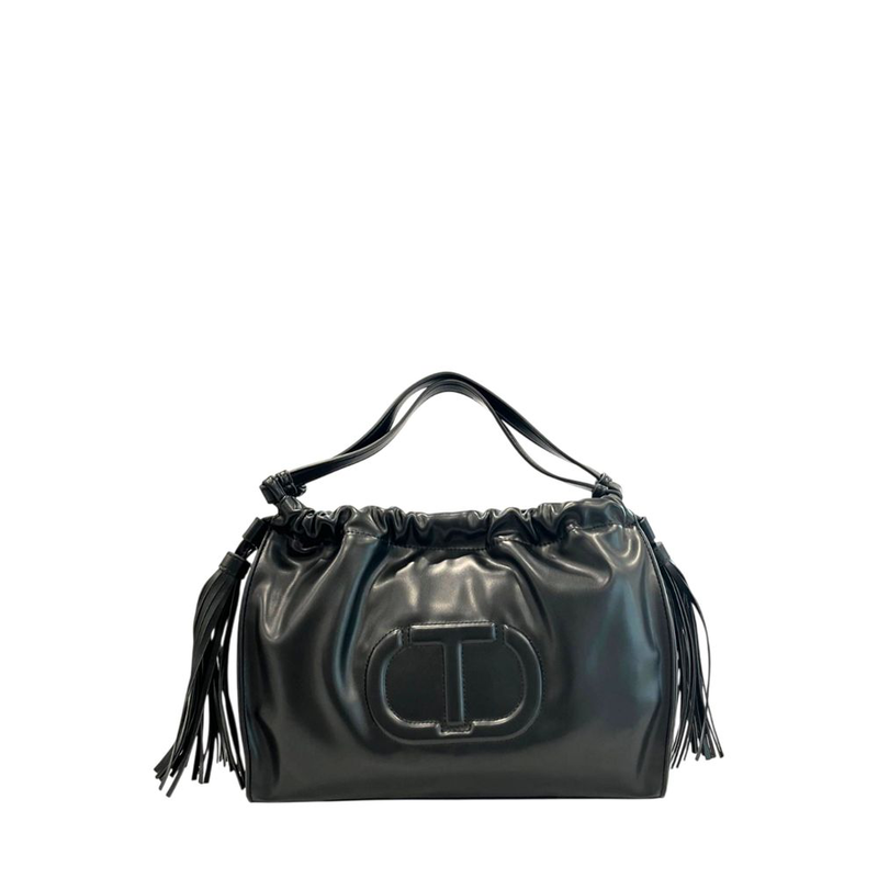 Black pu women shoulder bag-null