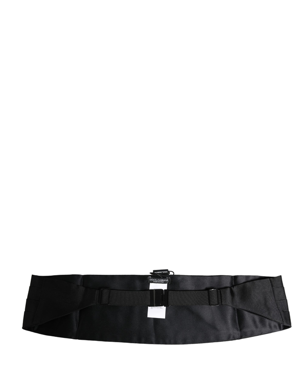 Black 100% silk wide belt waist cummerbund-null