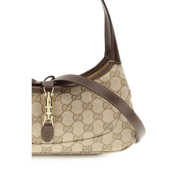 Beige fabric shoulder bag-null