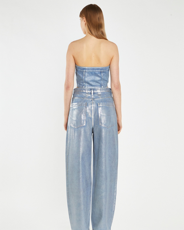 Product image: Glamorous blue silver foil crop top ck7650-null