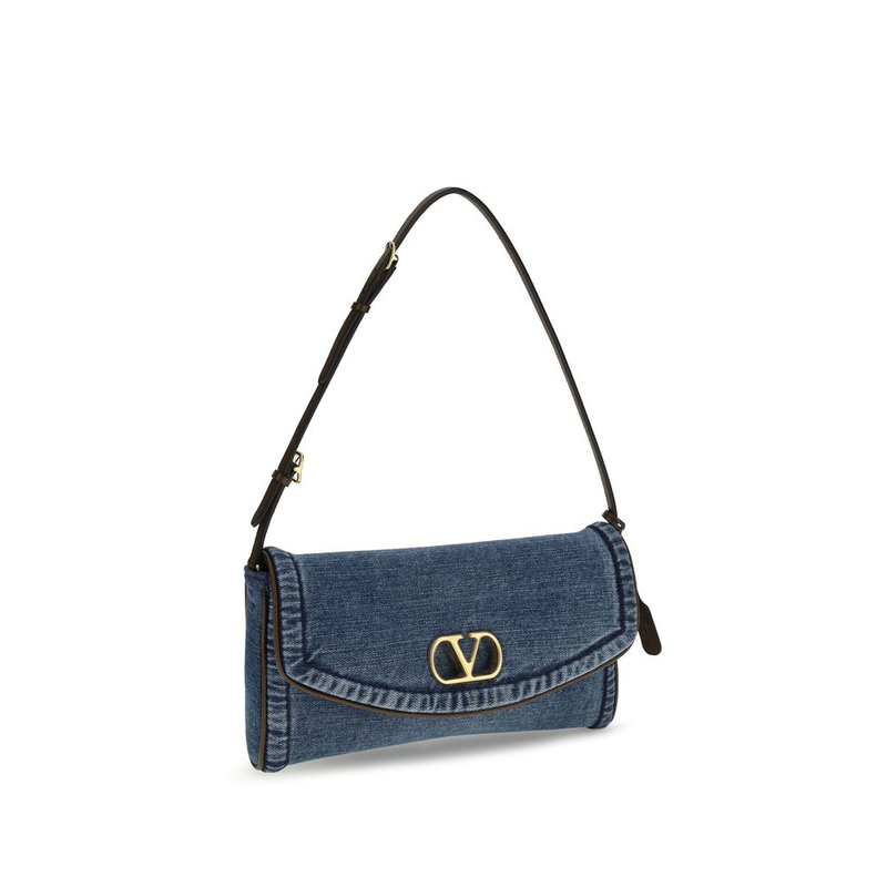 Blue cotton shoulder bag-null