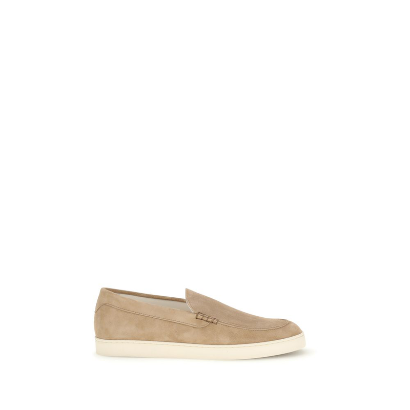 Beige calf leather bos taurus slip-on loafers-null