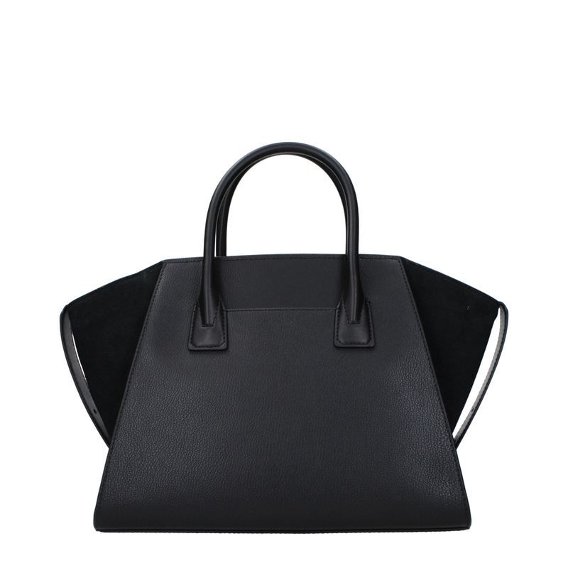 Black leather handbag-null