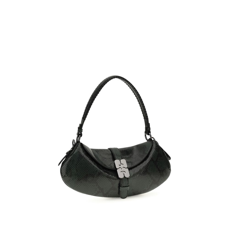 Blue recycled leather shoulder bag-null