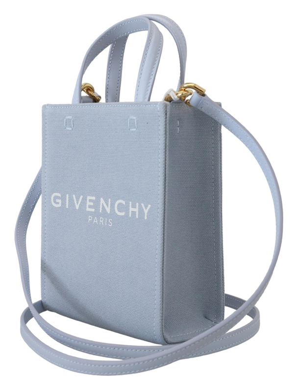 Blue coated canvas vertical cloud mini shoulder bag-null