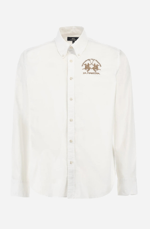 La martina man shirt poplin stretch white classic shirt ccmc01 image number null