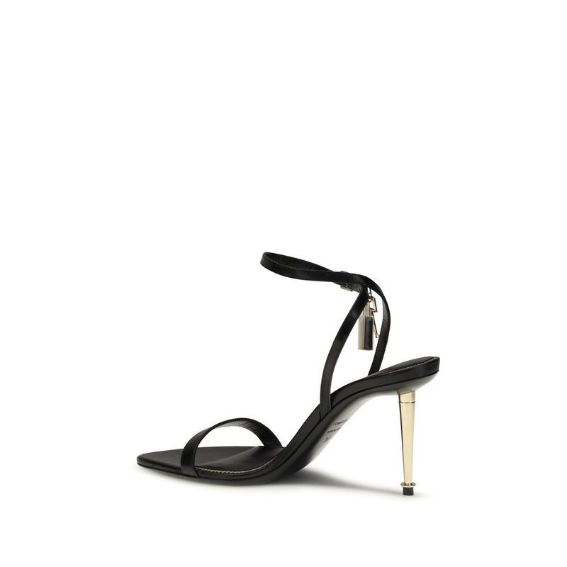 Black goatskin stiletto heel sandals-null