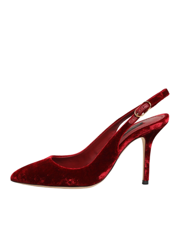 Red suede high heels slingbacks sandals shoes-null