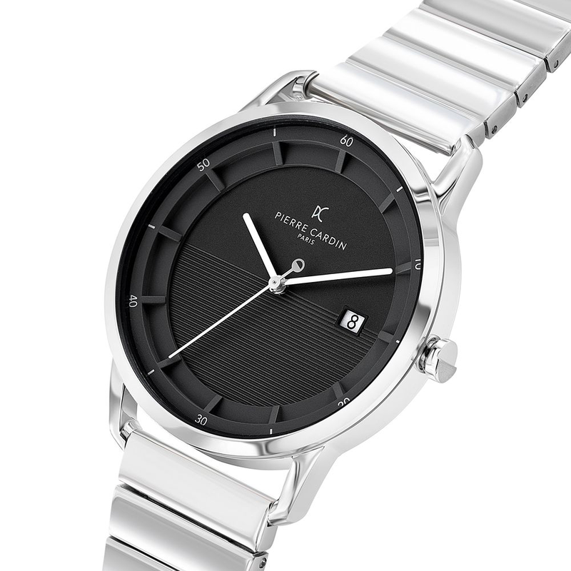 Gray stainless steel dress watch-null