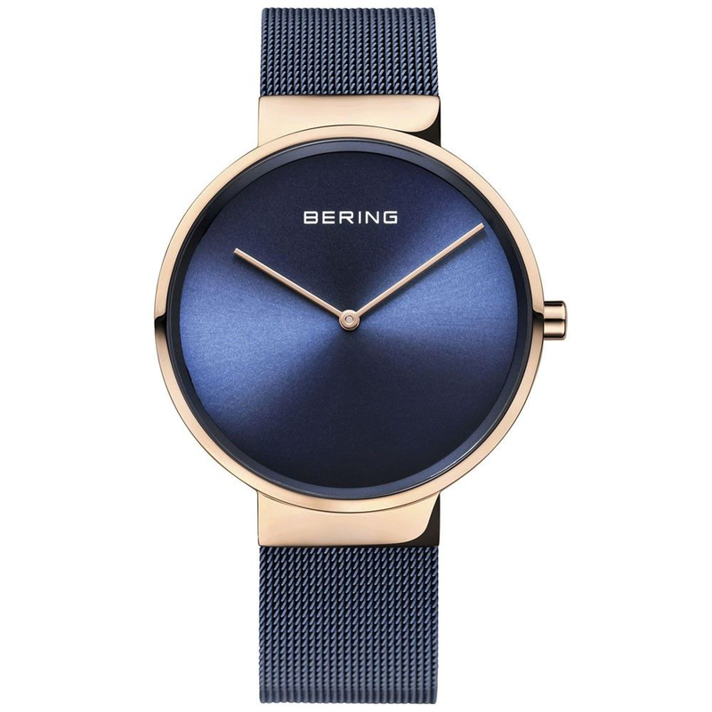 Blue stainless steel dress watch-null